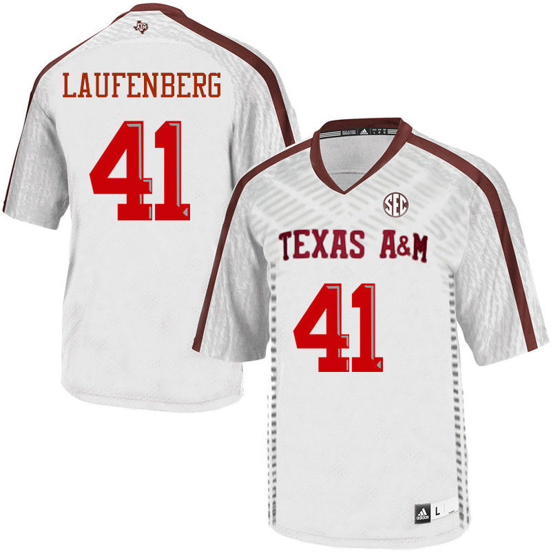 Men #41 Luke Laufenberg Texas A&M Aggies College Football Jerseys-White - Click Image to Close
